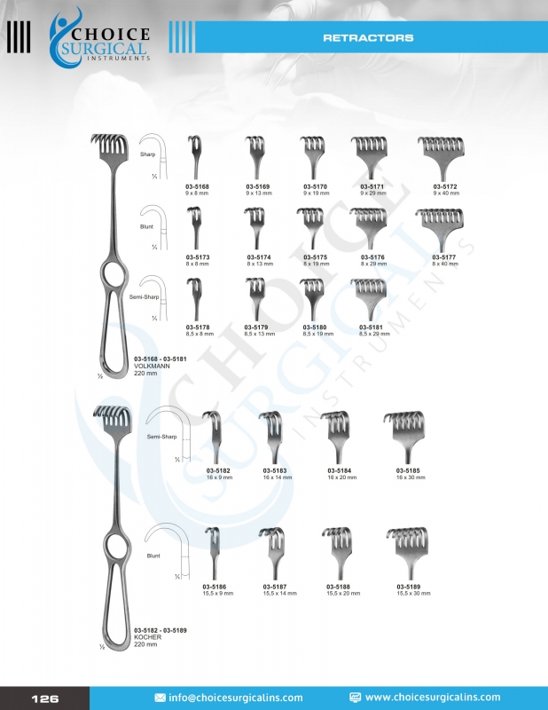 Hooks, Retractors, Spatulas, Spreaders, Abdominal Retractors